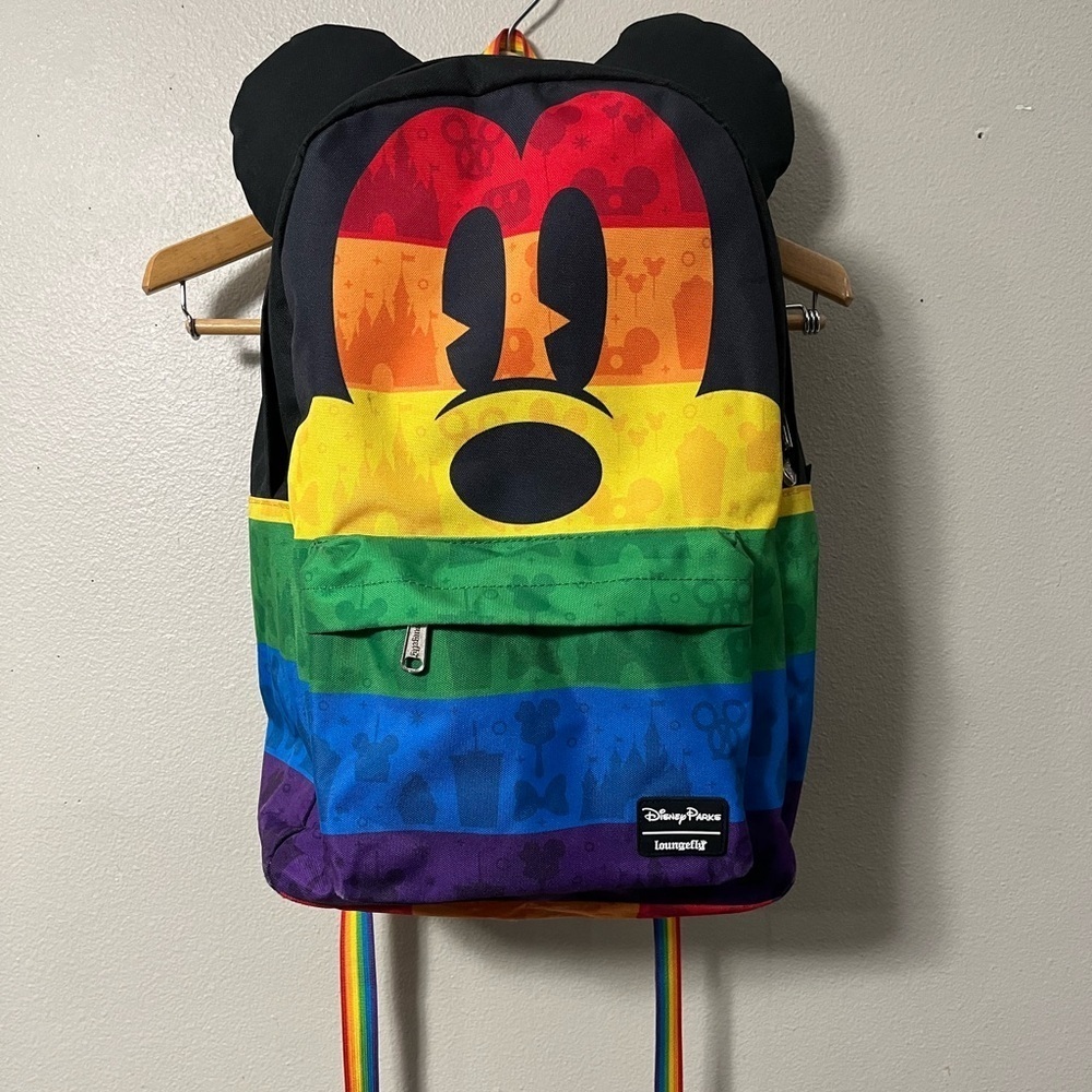 Disney Parks Loungefly Mickey Mouse W/ Ears Rainbow Pride Backpack